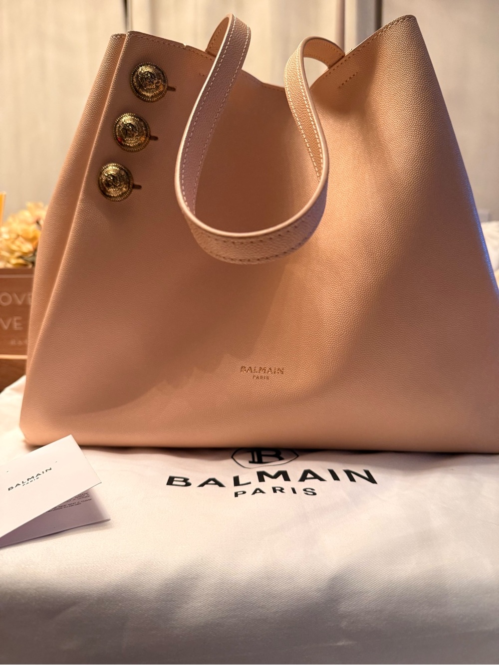 Authentic Balmain Embleme Shopper Tote Bag